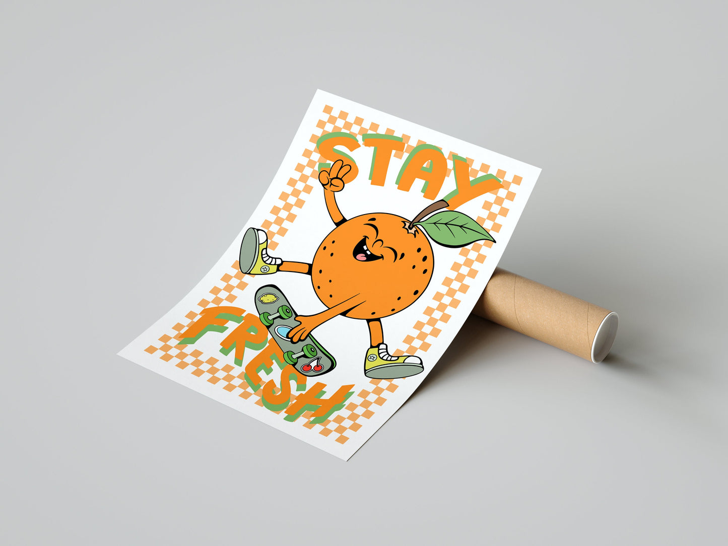 Retro Orange Cartoon Print