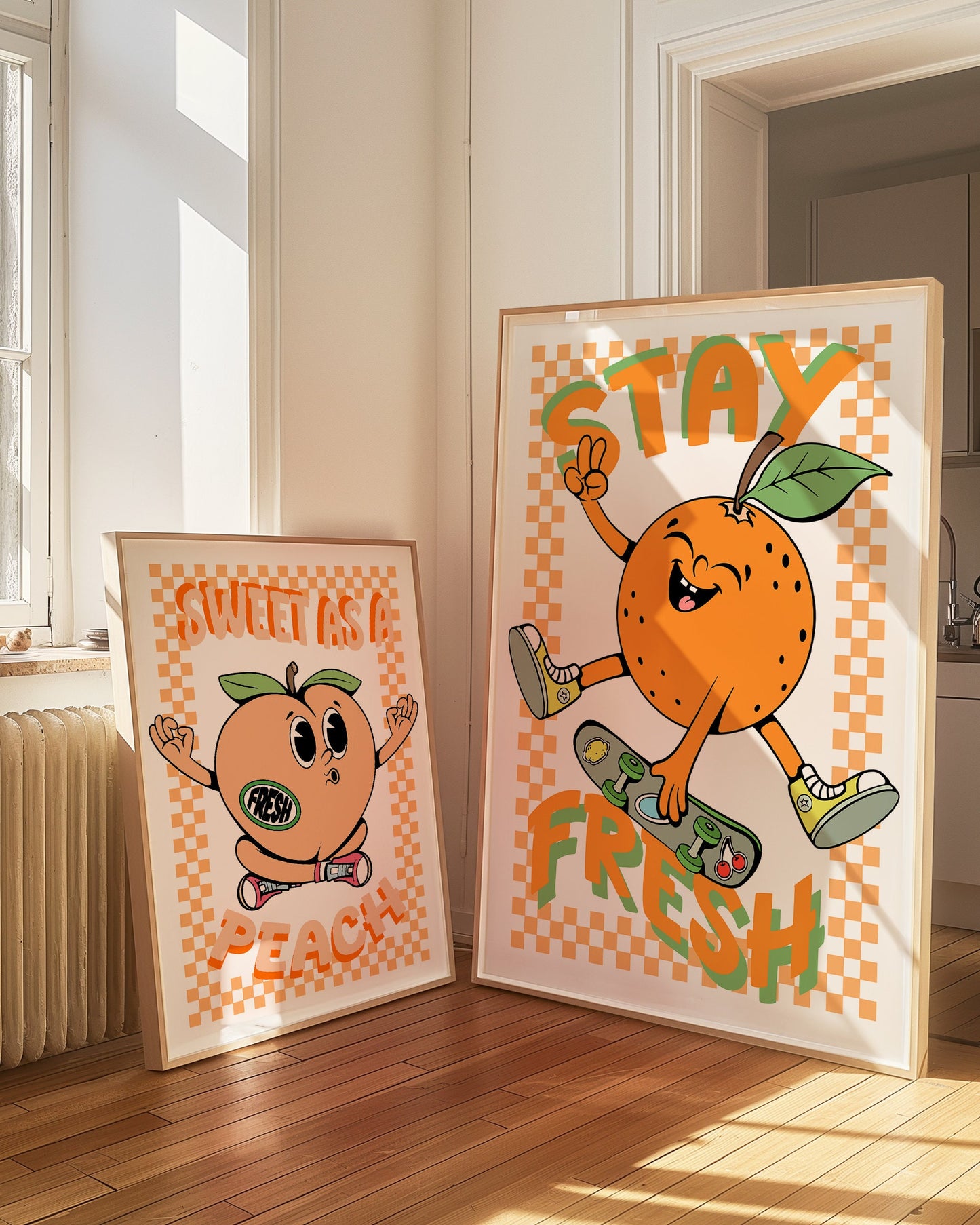 Retro Orange Cartoon Print