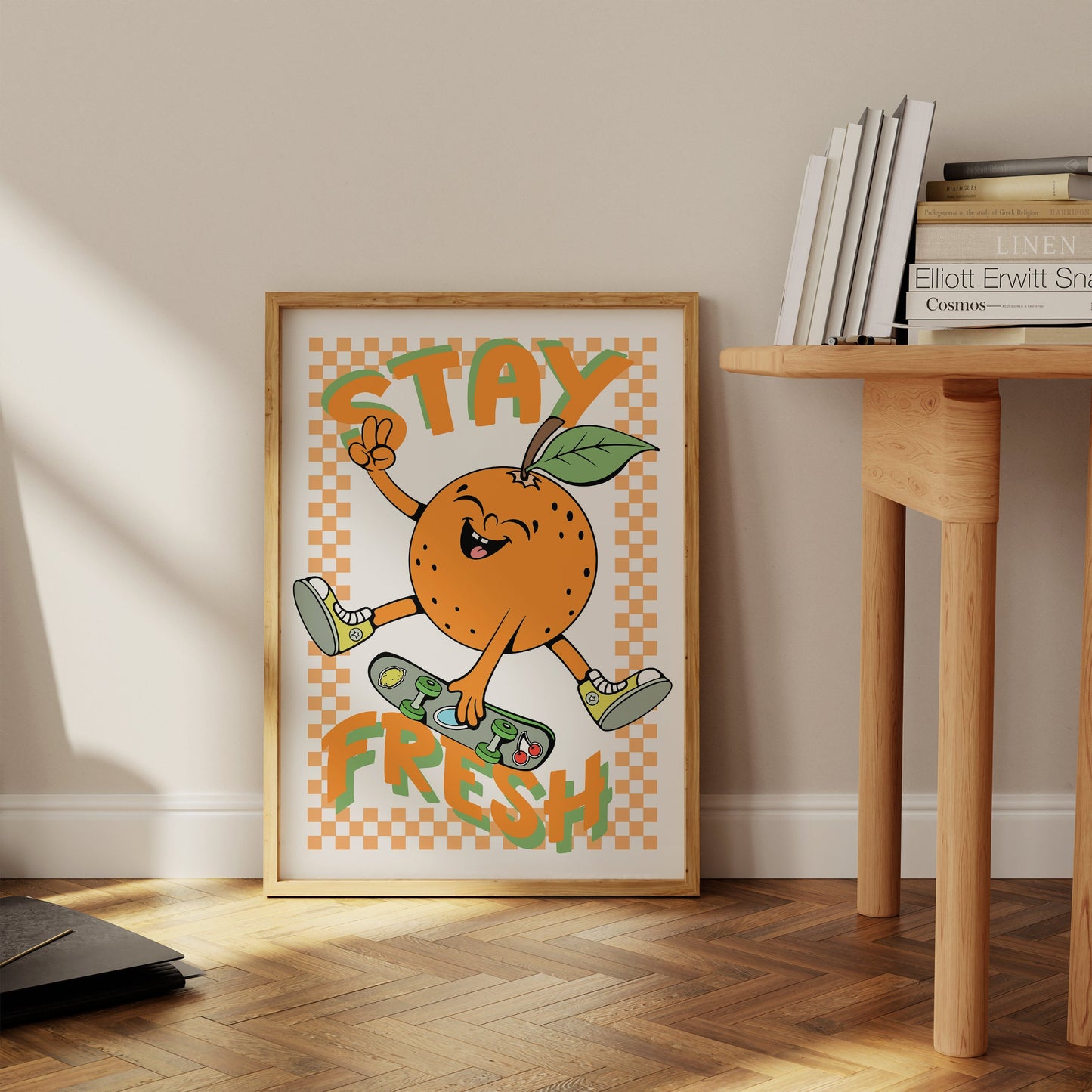 Retro Orange Cartoon Print