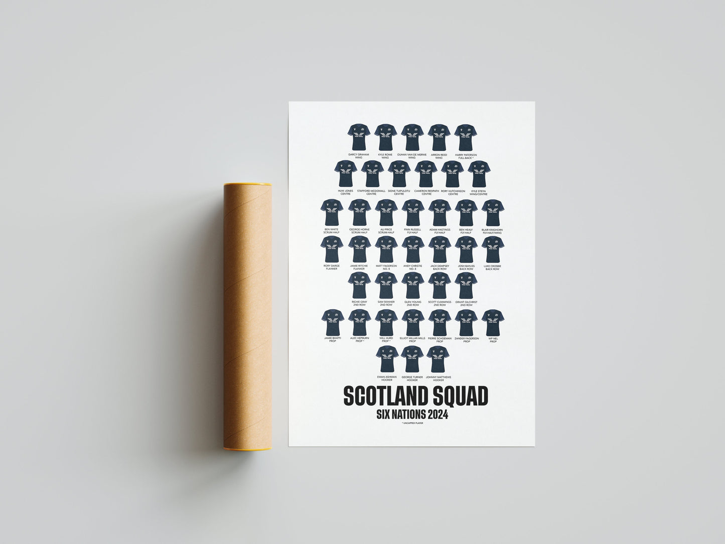 2024 Scotland Rugby Six Nations Squad Print