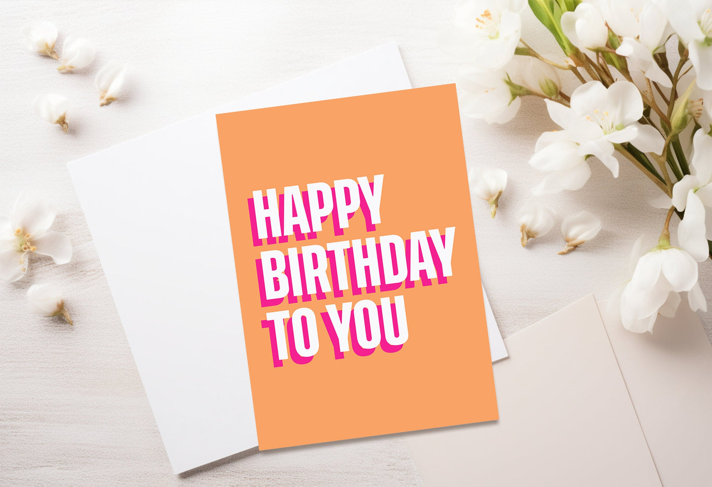 Happy Birthday Card | Birthday Card | Greetings Card | Modern Birthday Cards | Orange and Pink