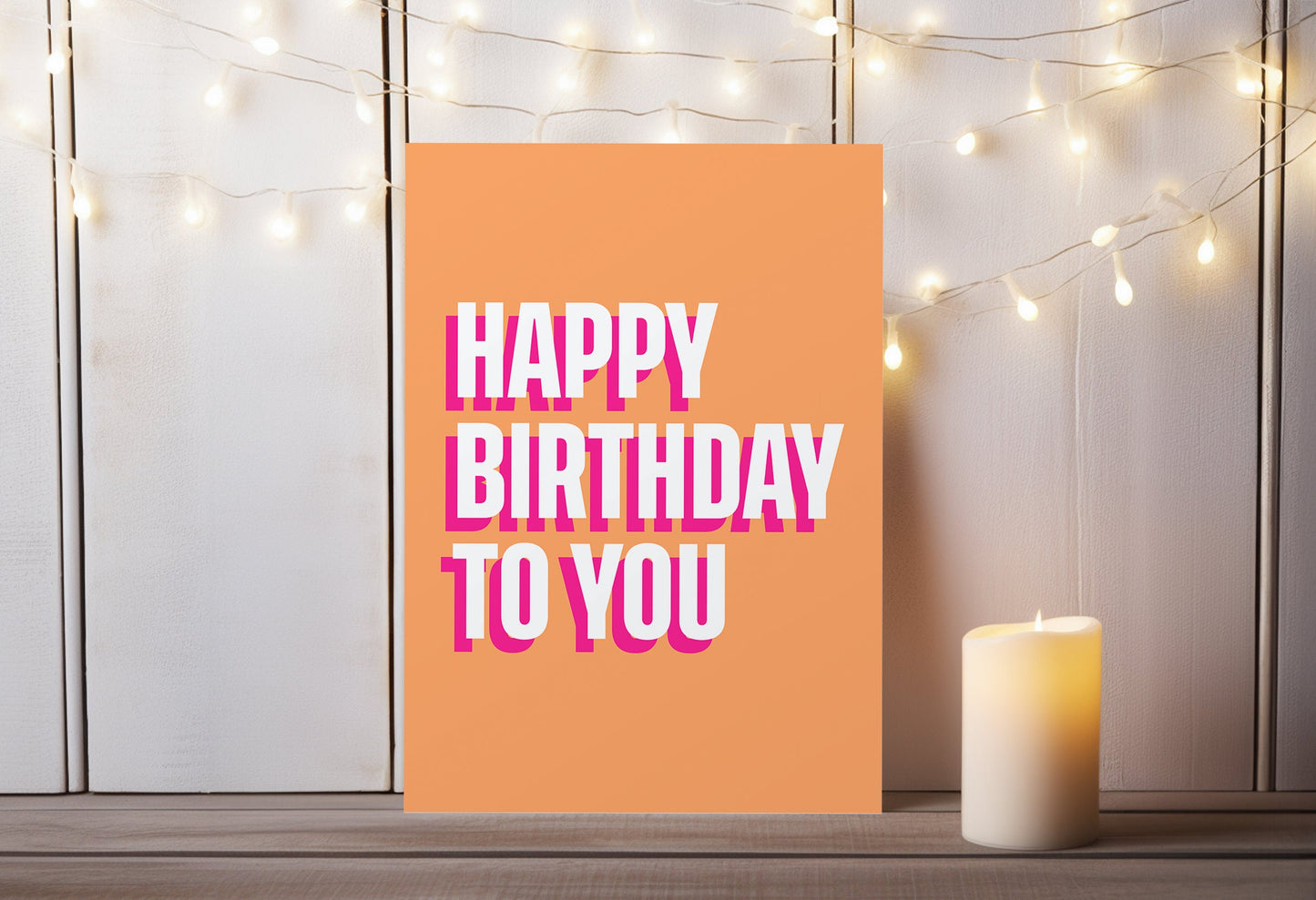 Happy Birthday Card | Birthday Card | Greetings Card | Modern Birthday Cards | Orange and Pink