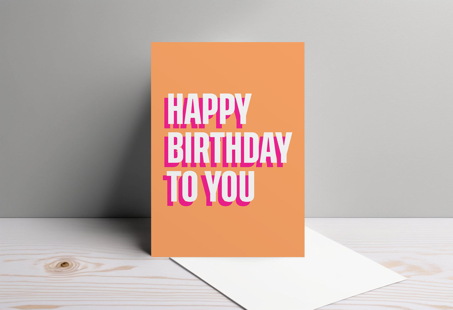 Happy Birthday Card | Birthday Card | Greetings Card | Modern Birthday Cards | Orange and Pink