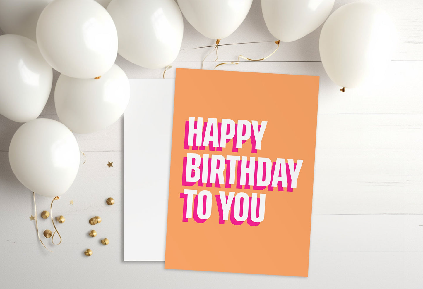 Happy Birthday Card | Birthday Card | Greetings Card | Modern Birthday Cards | Orange and Pink