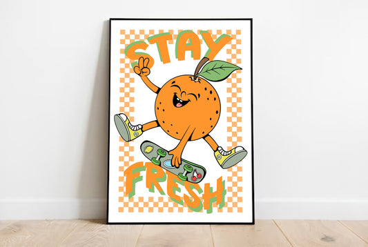 Retro Orange Cartoon Print