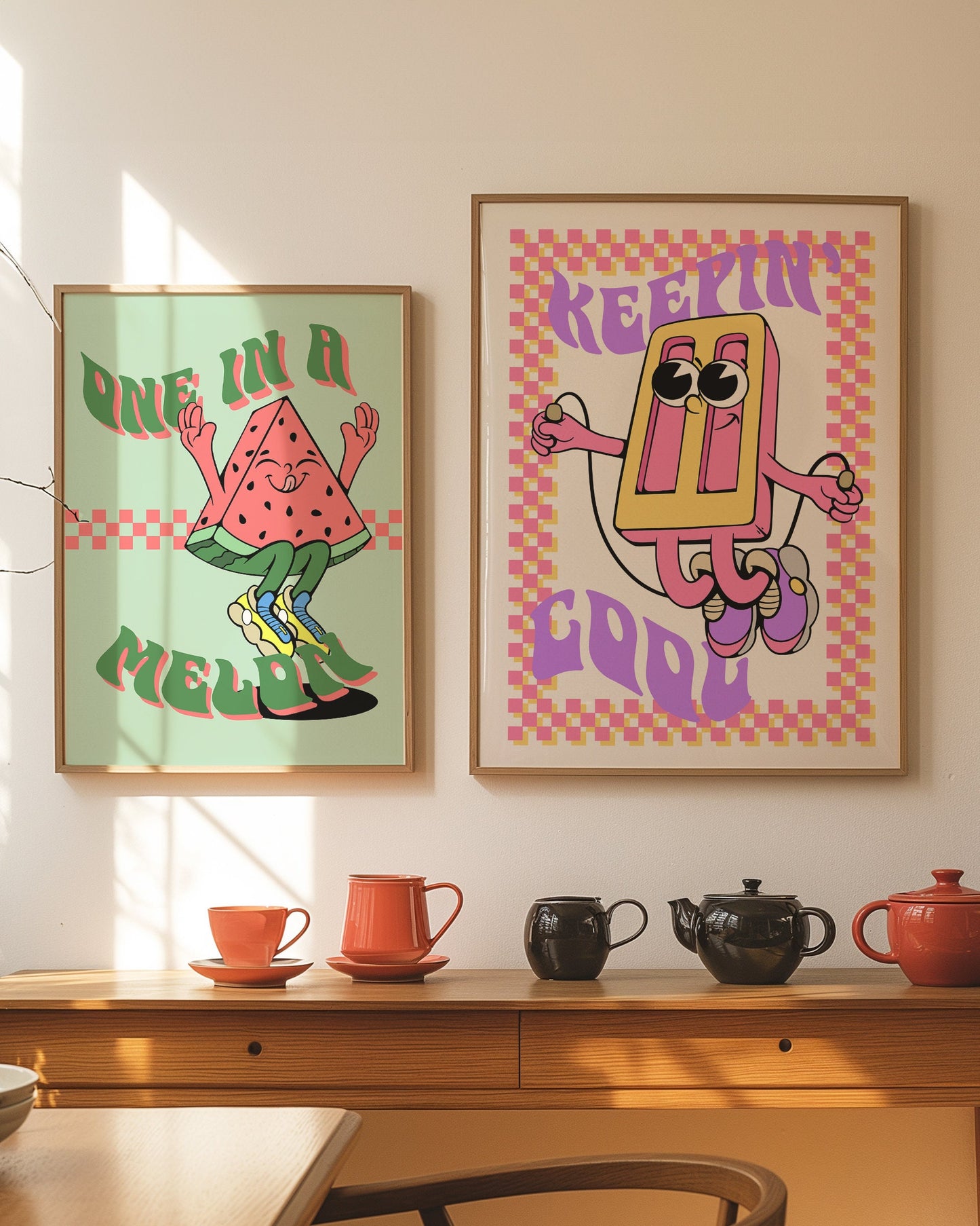 Retro Melon Cartoon Print