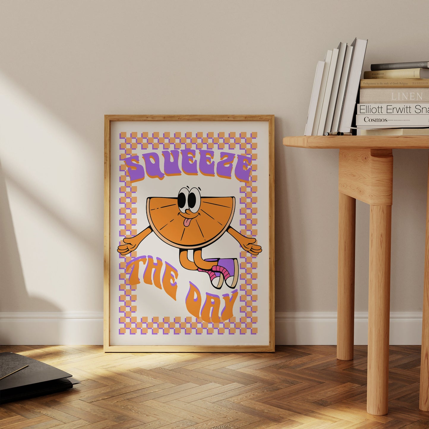 Retro Orange Slice Cartoon Print