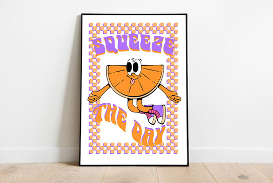 Retro Orange Slice Cartoon Print