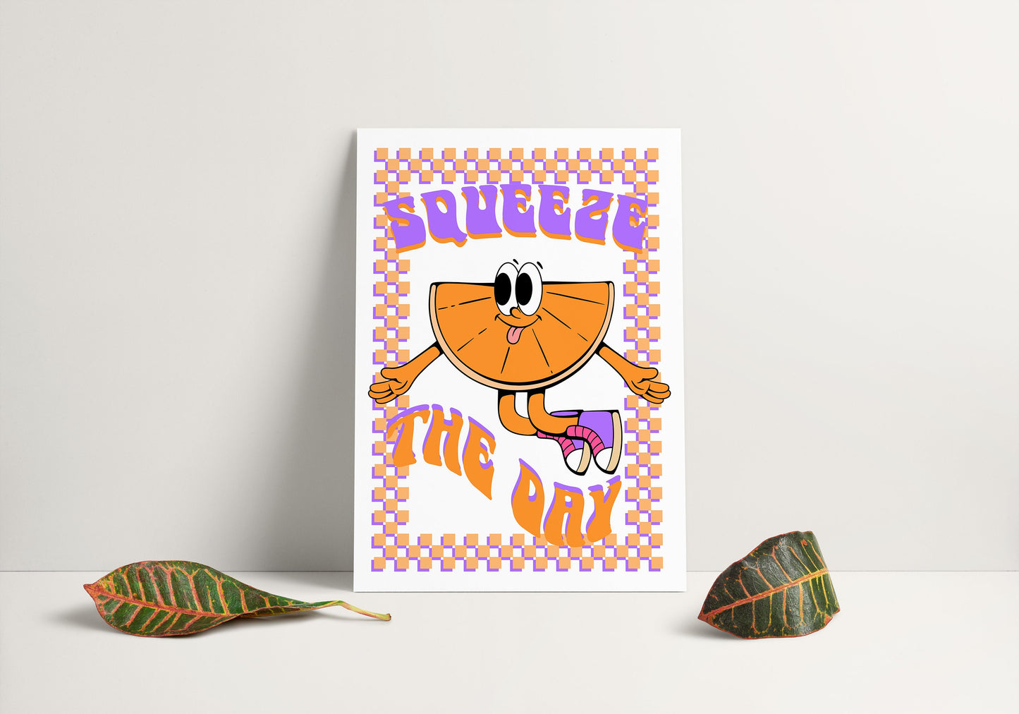 Retro Orange Slice Cartoon Print