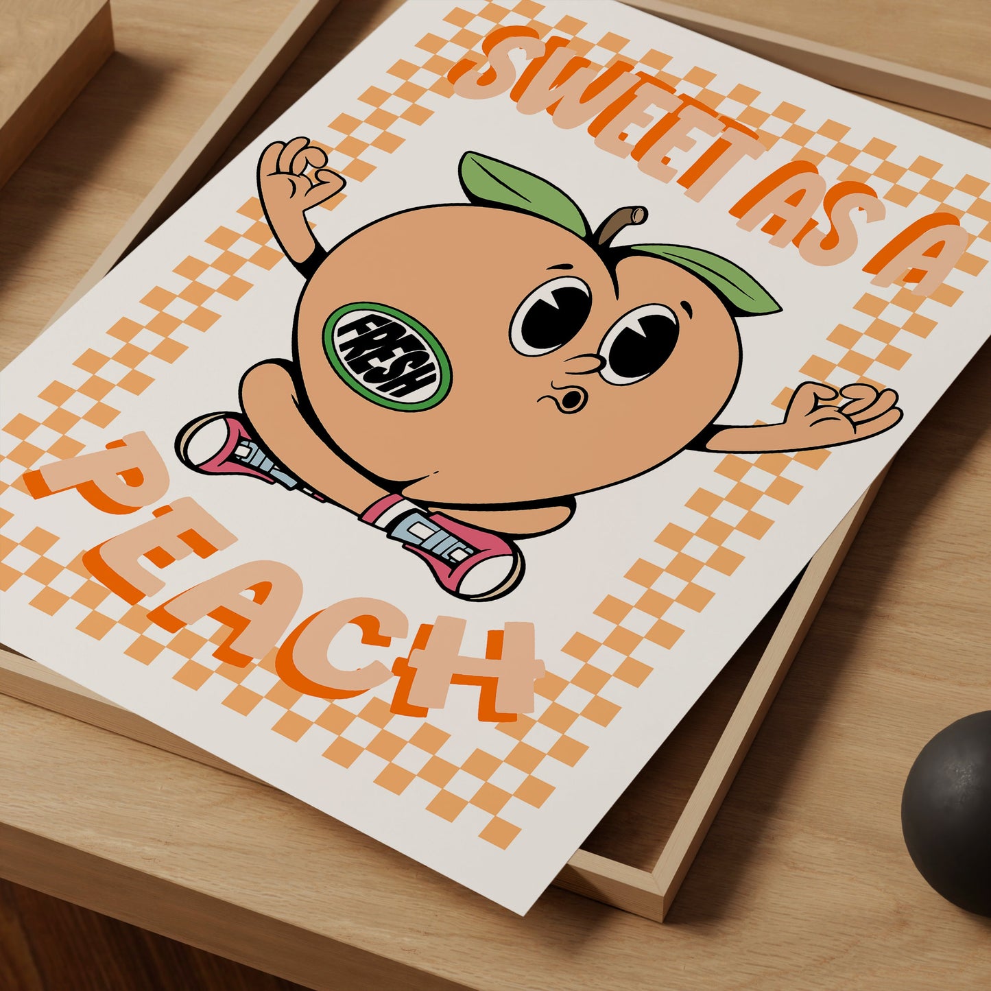 Retro PEACH Cartoon Print