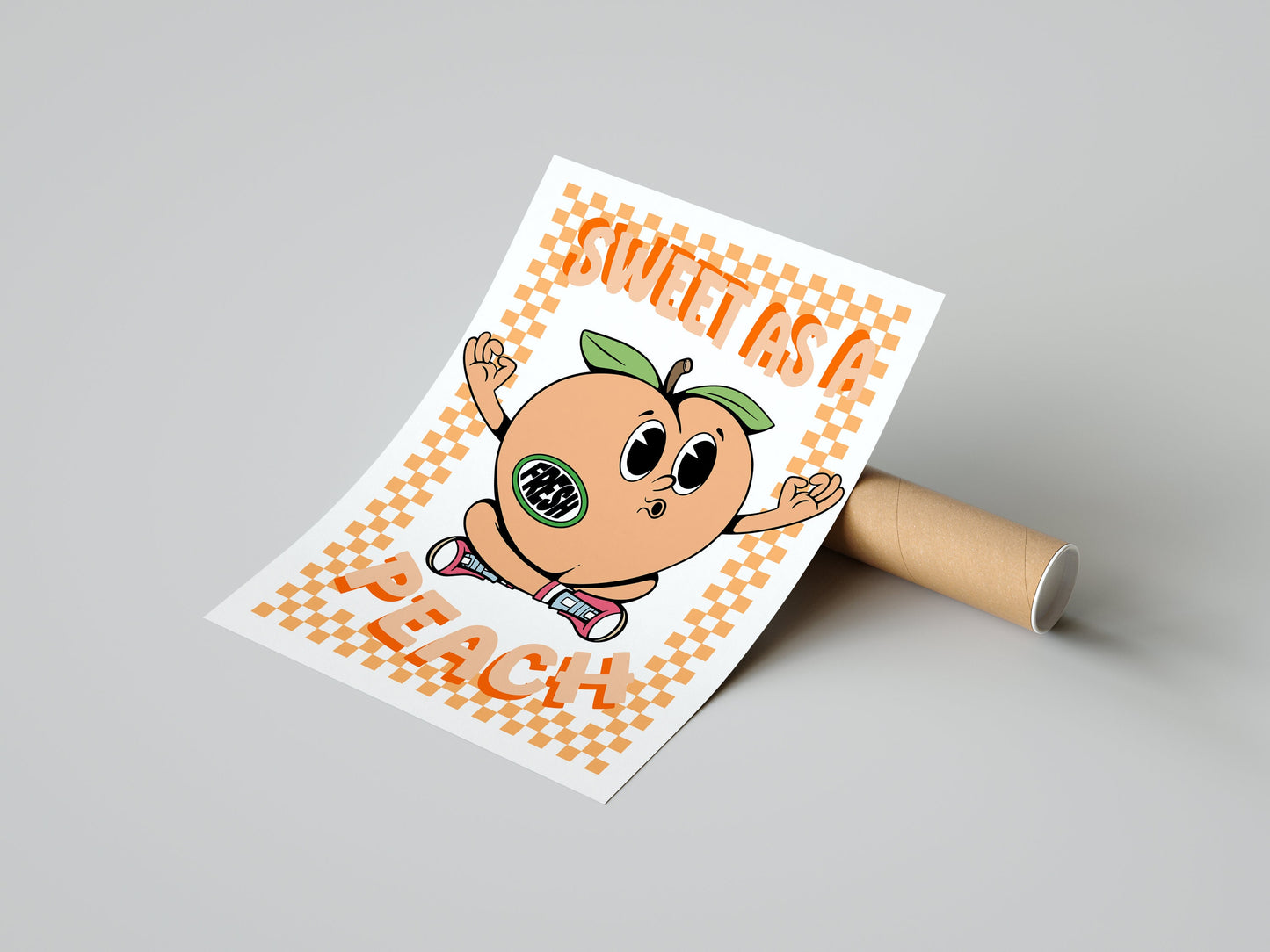 Retro PEACH Cartoon Print