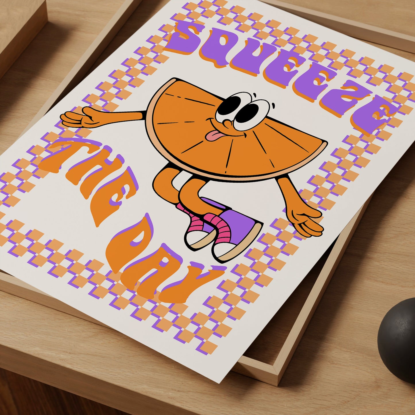 Retro Orange Slice Cartoon Print