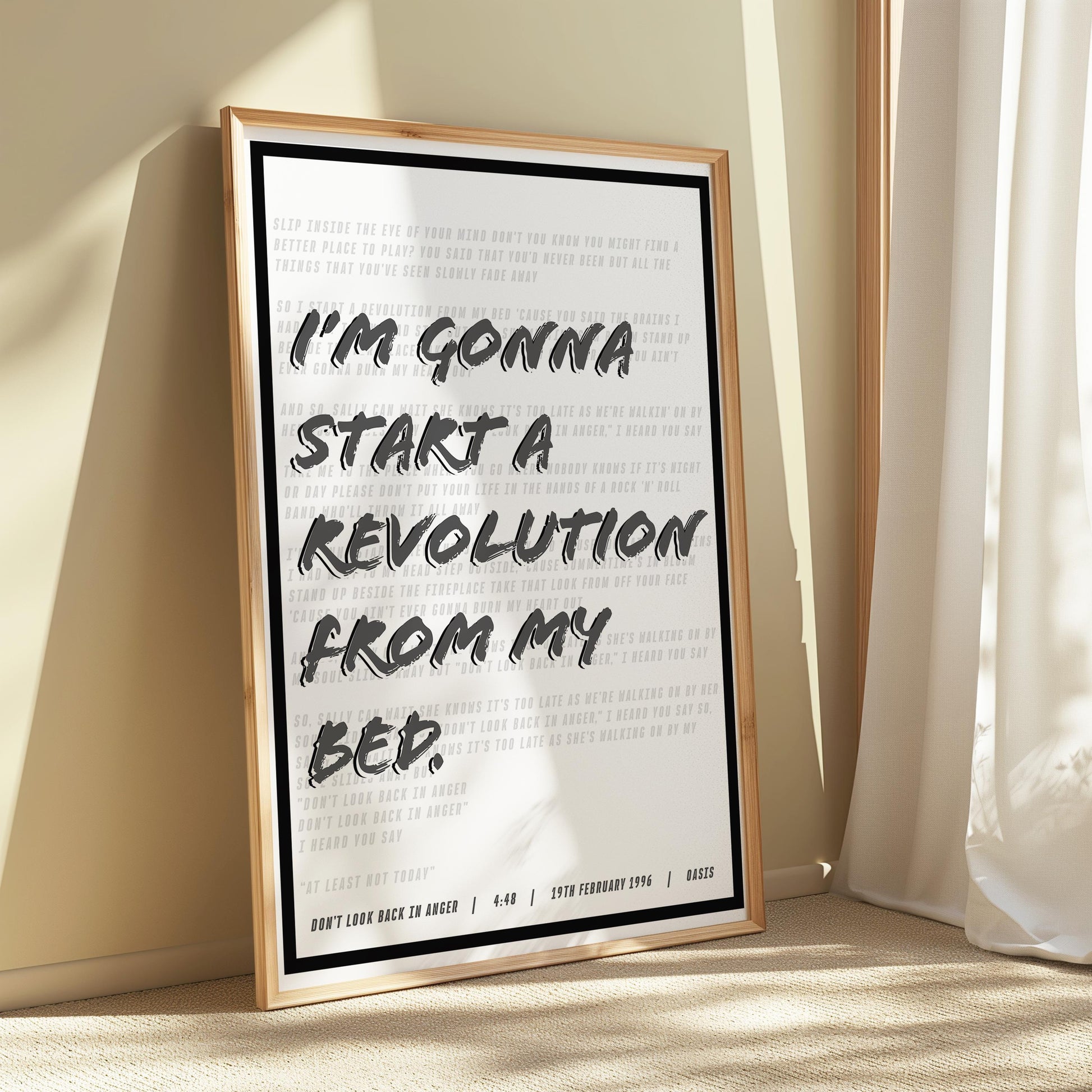 OASIS Custom Song Lyric Print | Song Lyric Print | Oasis Print | Wall Art | Wall Decor | Kitchen Print